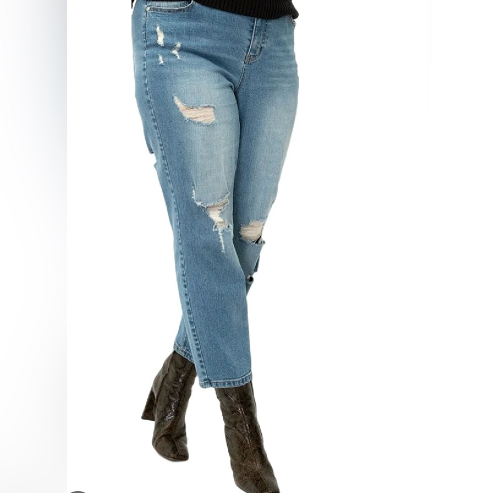 Eloquii Jeans Size 20 Blue High Waist Distressed Skinny‎ Jeans 💙💙💙 - Picture 2 of 13